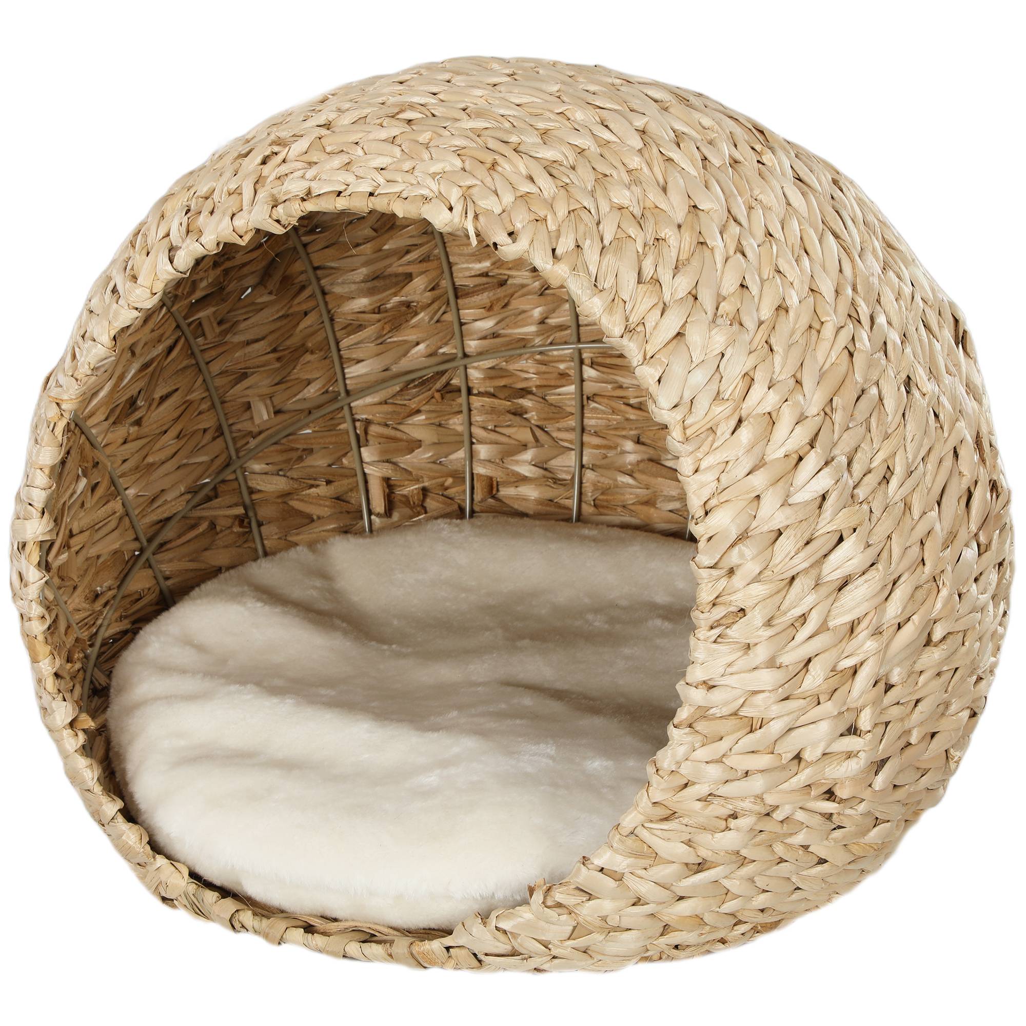Panier pour chat en quenouille, coussin moelleux, spacieux, 45x41x37 cm, marron - Image 2