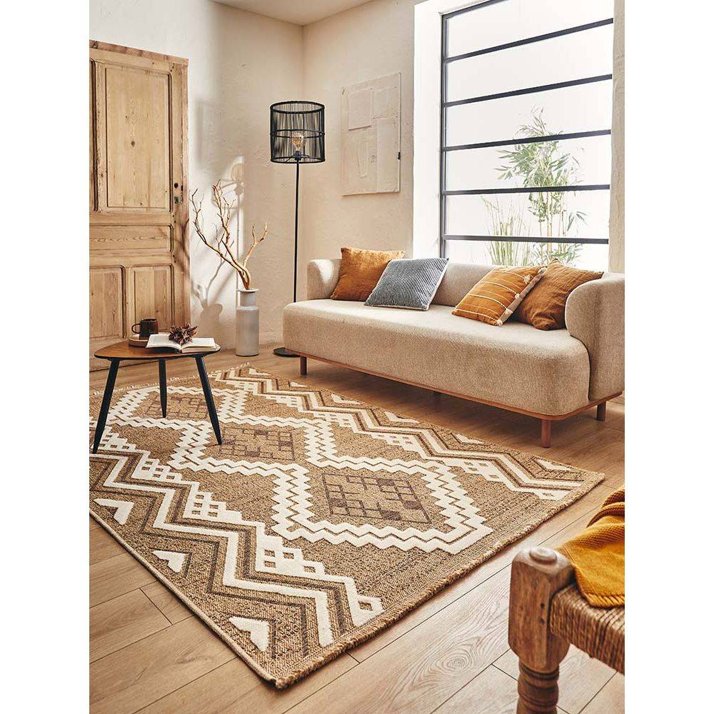 Jardindeco - Tapis intérieur extérieur aspect jute marron Tijuana 9054 170 x 120 cm - Imagen 2