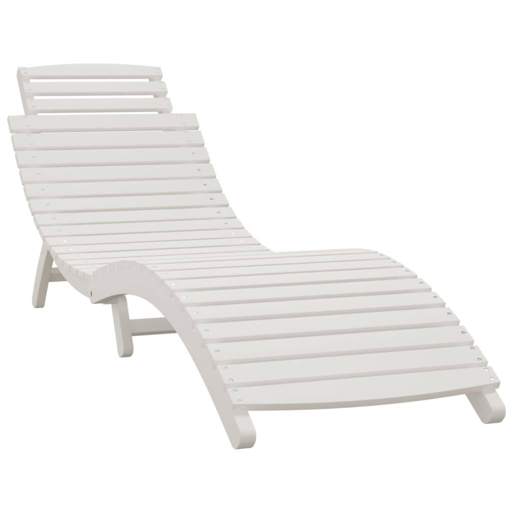 Helloshop26 - Lot de 2 transats chaise longue bain de soleil lit de jardin terrasse meuble d'extérieur avec table blanc bois massif d'acacia - Imagen 2