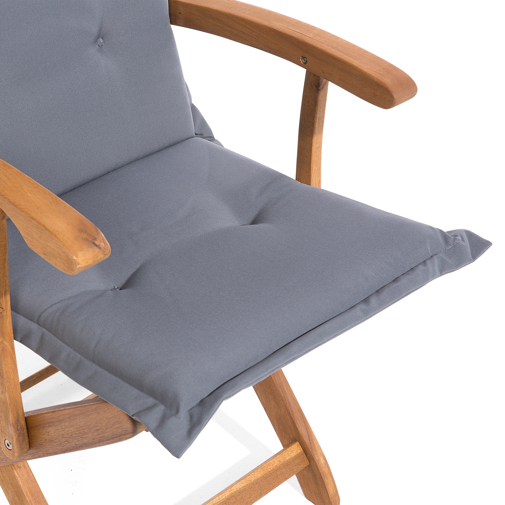 Beliani - Lot 2 Chaises de Jardin Pliables en Bois d'Acacia avec Coussins d'Assise Gris Foncés Confort et Design pour Terrasse au Style Campagne Beliani - Imagen 5