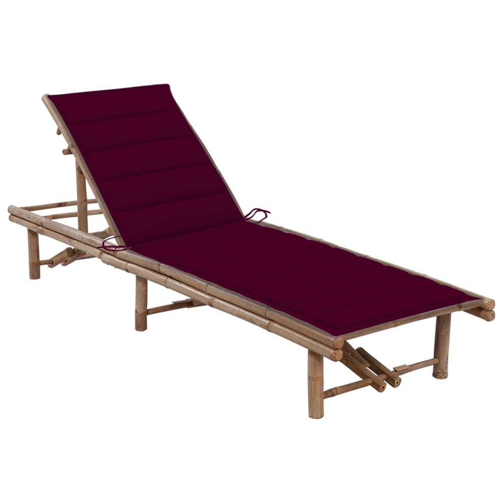 Bain de soleil - Transat - Chaise longue avec coussin Bambou - MEUBLE PRO-JU6279 - Image 2