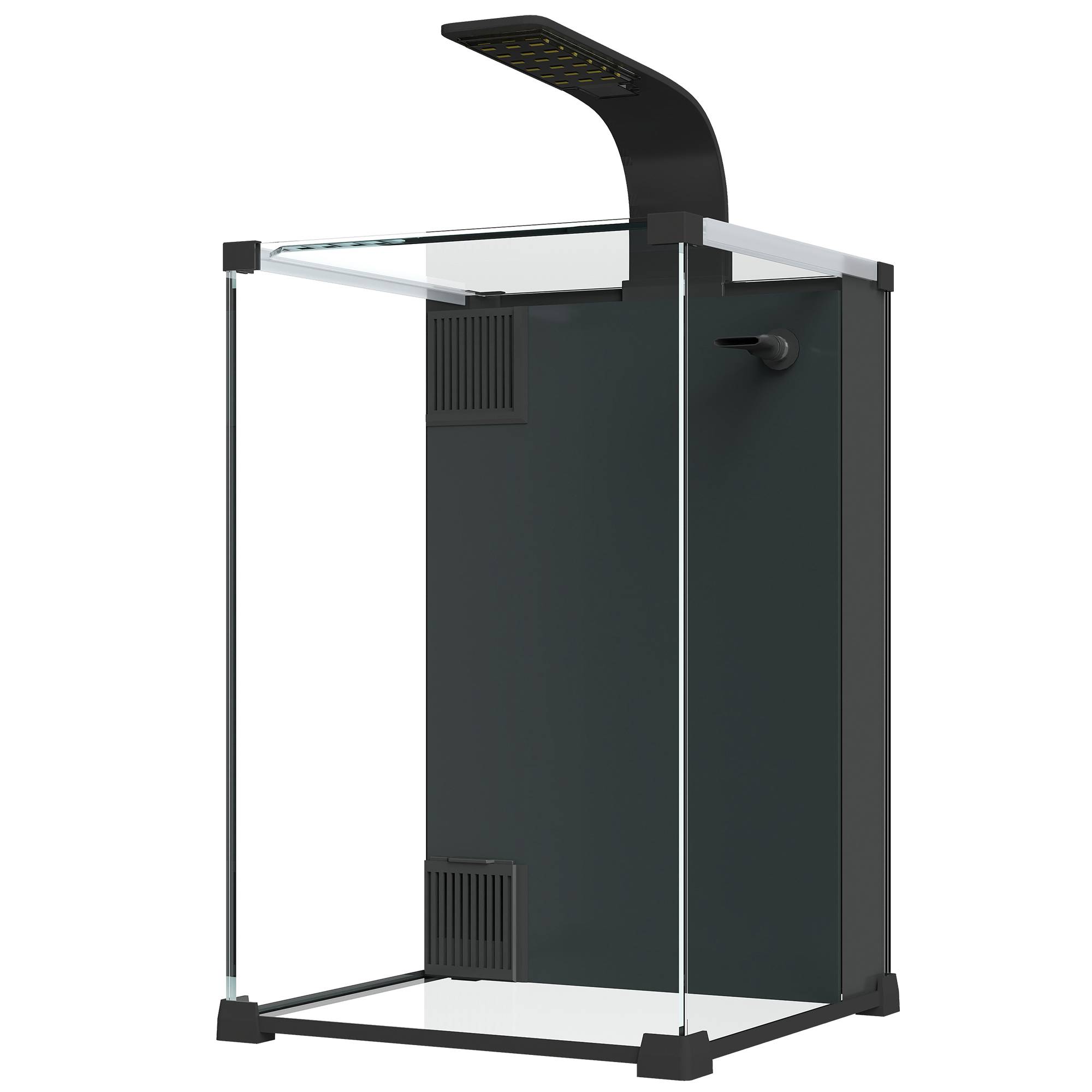 Nano aquarium verre trempé pour poissons kit complet filtre pompe éclairage LED noir - ComfortXL Outdoor Living - Image 2