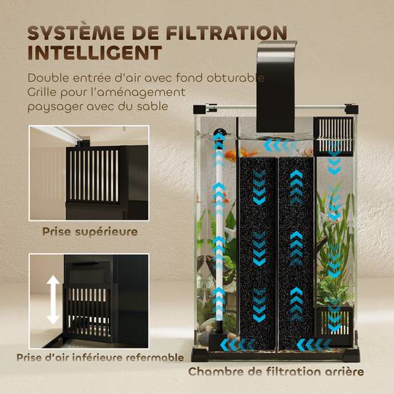 Nano aquarium verre trempé pour poissons kit complet filtre pompe éclairage LED noir - ComfortXL Outdoor Living - Image 8