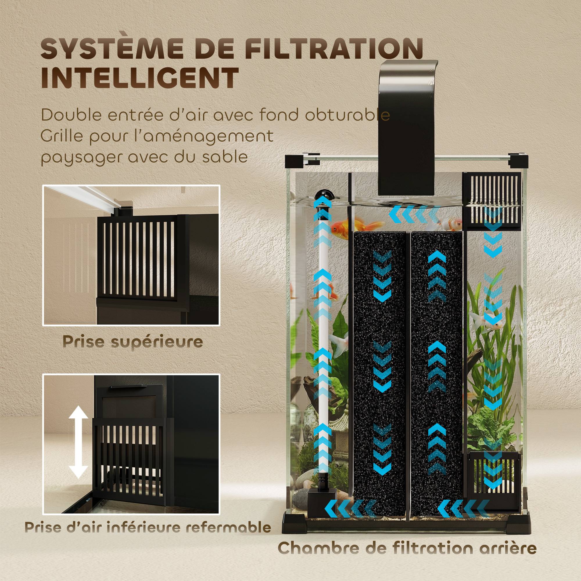 Nano aquarium verre trempé pour poissons kit complet filtre pompe éclairage LED noir - ComfortXL Outdoor Living - Image 8