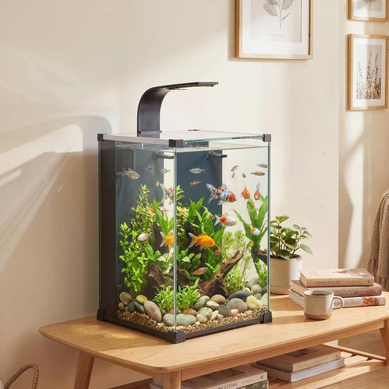 Nano aquarium verre trempé pour poissons kit complet filtre pompe éclairage LED noir - ComfortXL Outdoor Living - Image 4