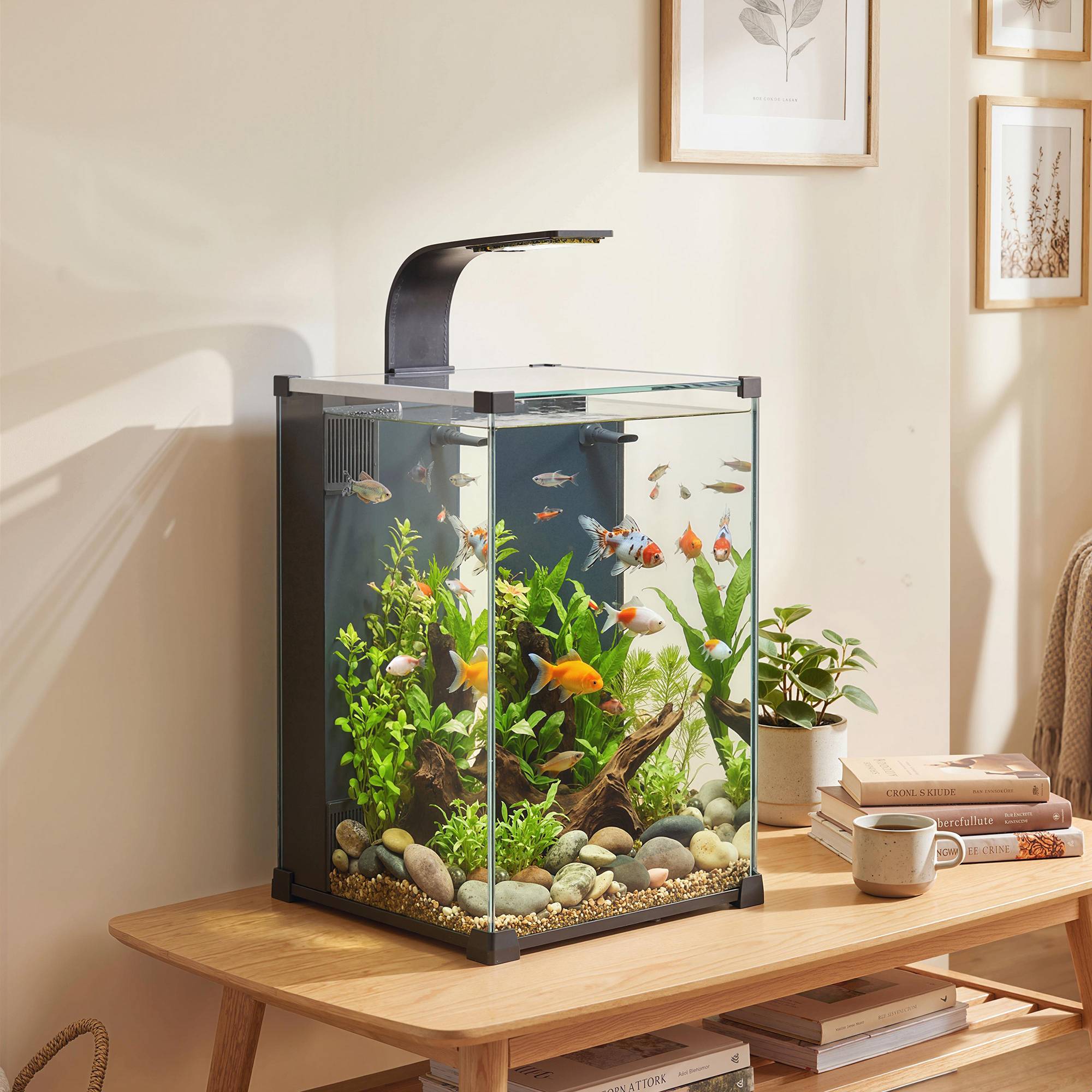 Nano aquarium verre trempé pour poissons kit complet filtre pompe éclairage LED noir - ComfortXL Outdoor Living - Image 4