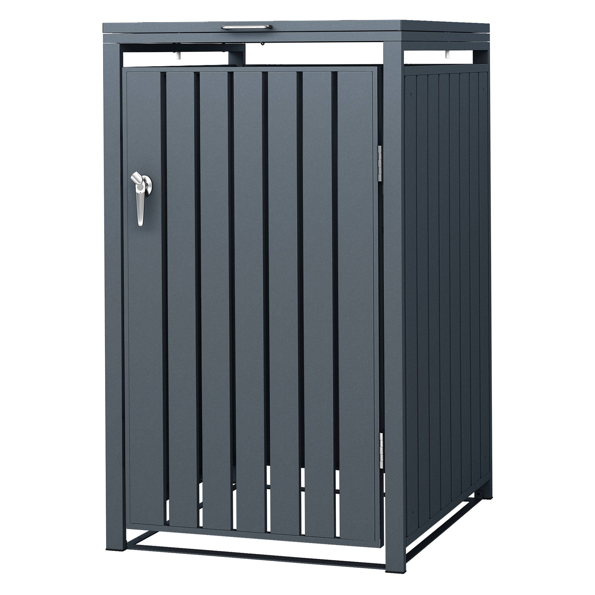 Ml-Design - Abri pour 1 poubelle 68x80x116,3 cm capacité de 60 à 240 litres anthracite en acier couvercle rabattable et porte résistant aux intempéries - Imagen 1