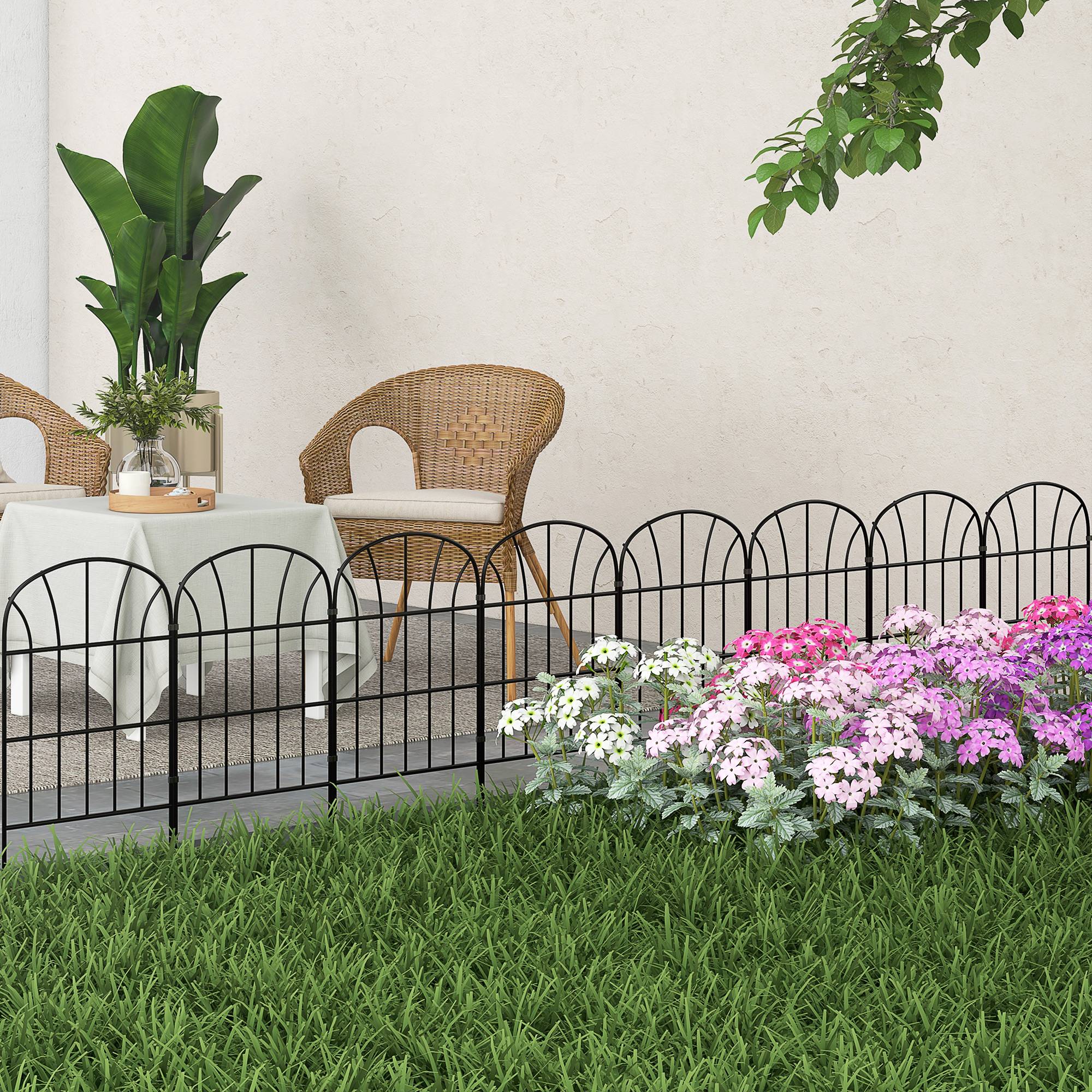 Lot de 8 clôtures de jardin décoratives, bordures en métal noir avec ornements - 264 x 61 cm noir - Image 3