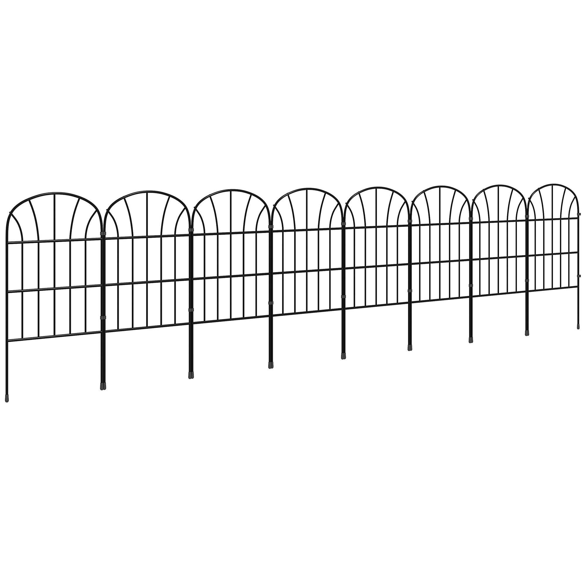 Lot de 8 clôtures de jardin décoratives, bordures en métal noir avec ornements - 264 x 61 cm noir - Image 1