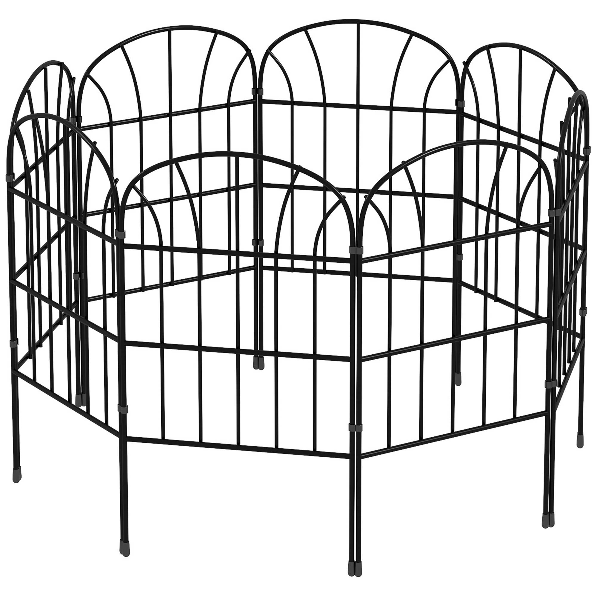 Lot de 8 clôtures de jardin décoratives, bordures en métal noir avec ornements - 264 x 61 cm noir - Image 2
