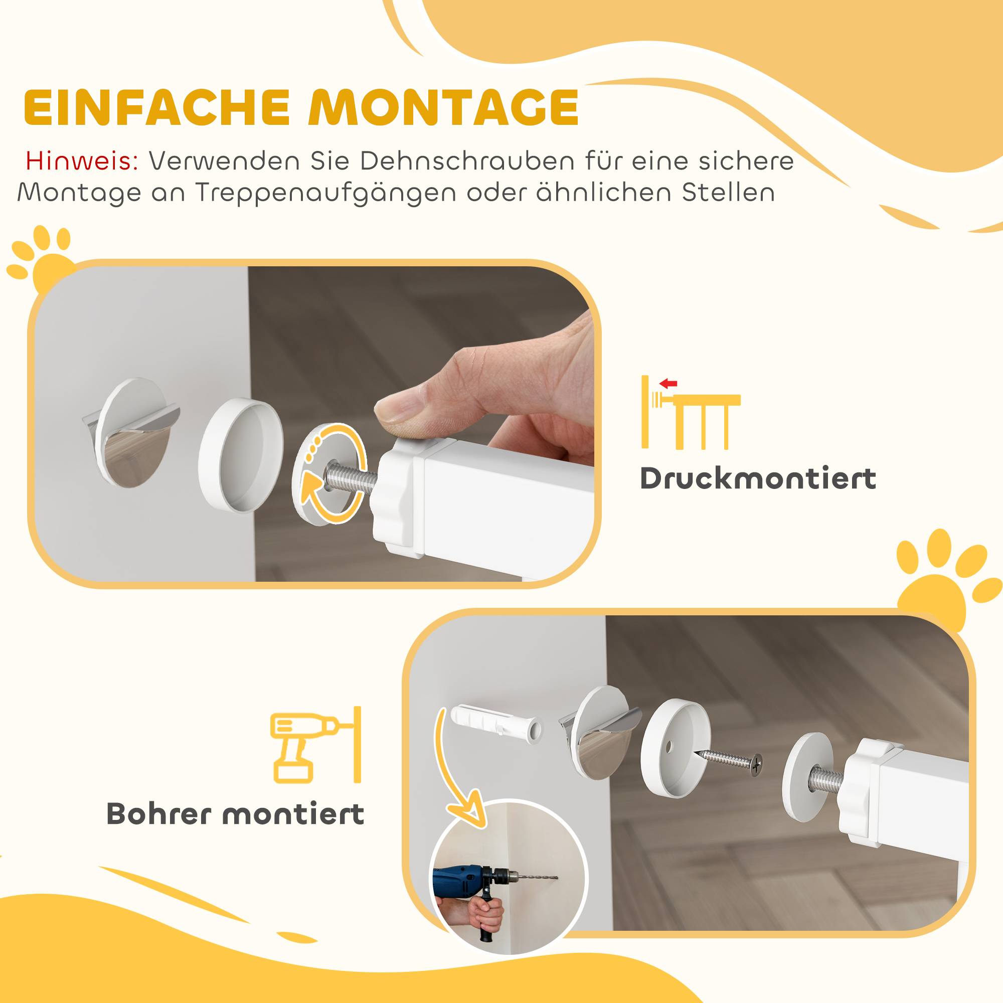 Barrière de sécurité intérieur extensible 104 x 5 x 77 cm métal et plastique blanc - PANGIVO - Image 5
