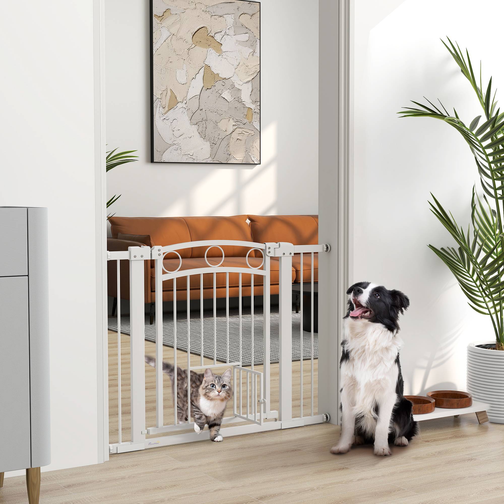 Barrière de sécurité intérieur extensible 104 x 5 x 77 cm métal et plastique blanc - PANGIVO - Image 2