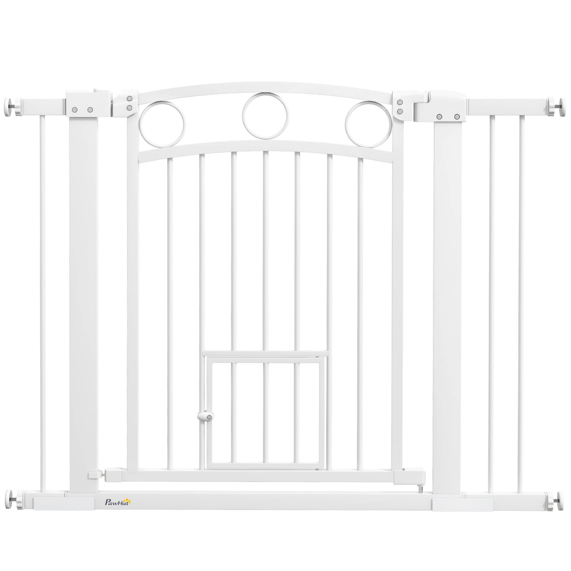 Barrière de sécurité intérieur extensible 104 x 5 x 77 cm métal et plastique blanc - PANGIVO - Image 1