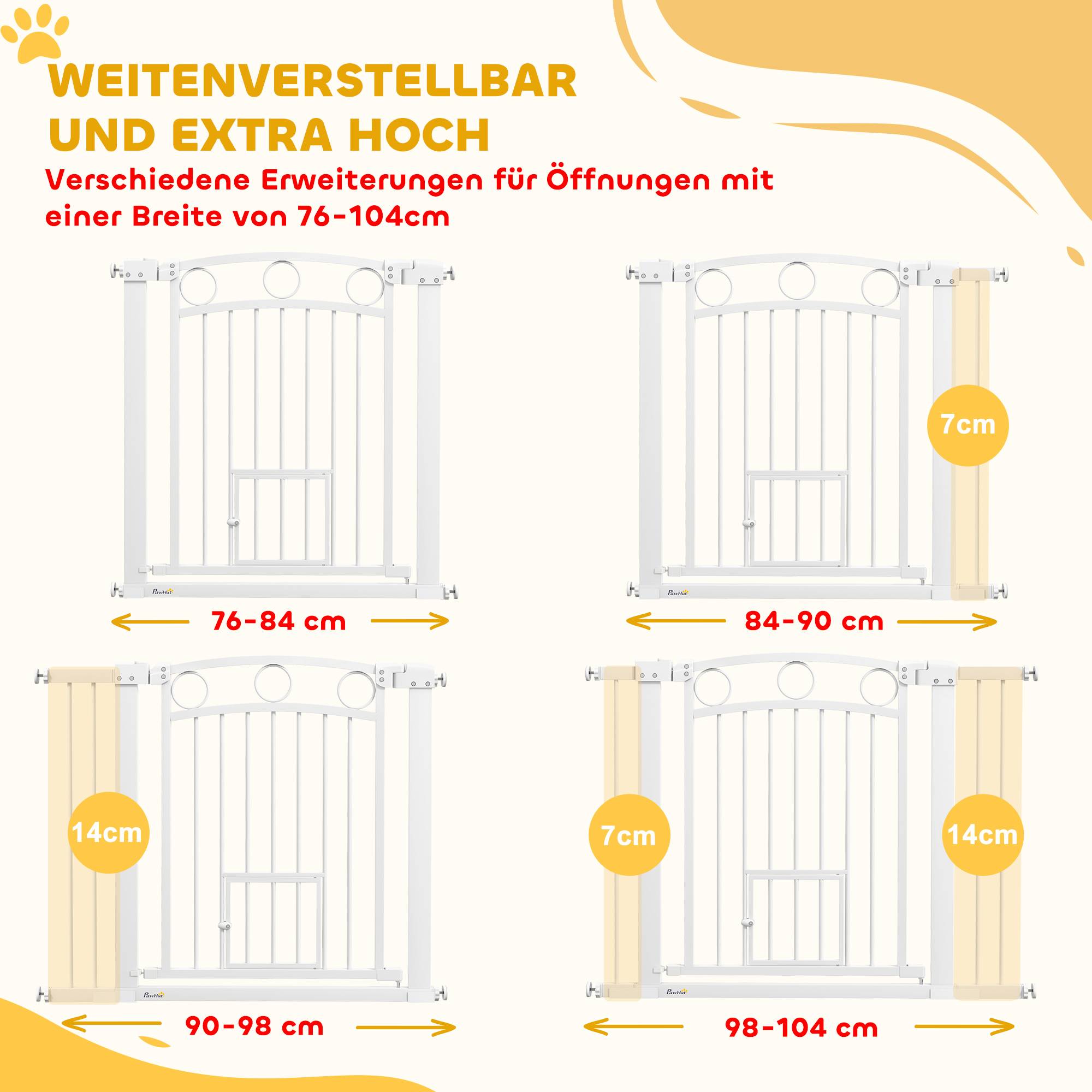 Barrière de sécurité intérieur extensible 104 x 5 x 77 cm métal et plastique blanc - PANGIVO - Image 4