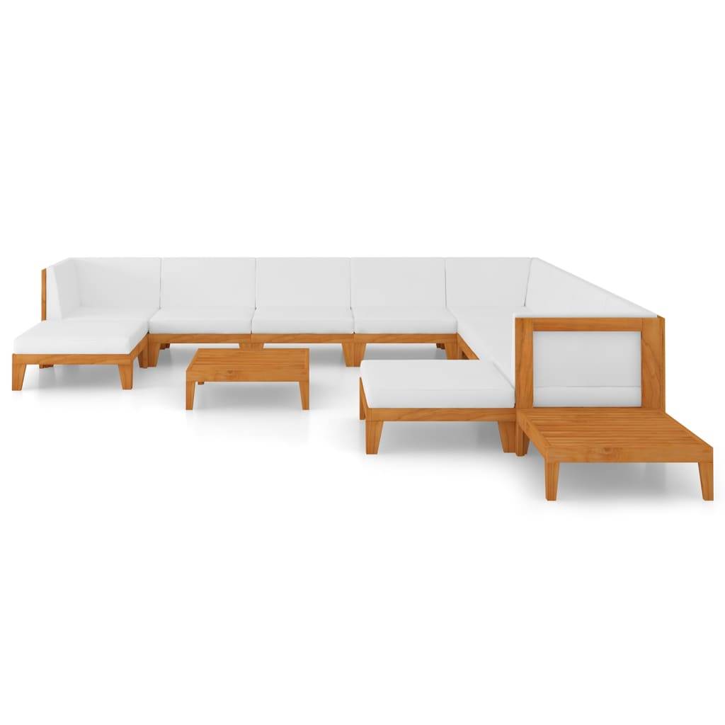 Helloshop26 - Salon de jardin meuble d'extérieur ensemble de mobilier 12 pièces avec coussins bois d'acacia solide - Imagen 2