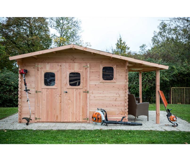 Habrita - Abri DOMMAR Douglas madriers 28 mm - 17,20 m² - avec bûcher - sans plancher Habrita - Imagen 1