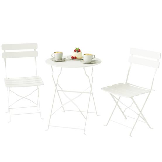 ComfortXL - Salon jardin bistrot métal pliable pour 2 personnes protection antirouille crème - ComfortXL Outdoor Living - Image 2