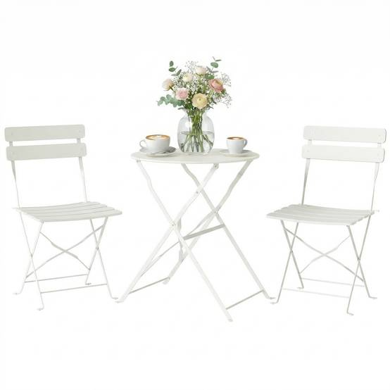 ComfortXL - Salon jardin bistrot métal pliable pour 2 personnes protection antirouille crème - ComfortXL Outdoor Living - Image 1