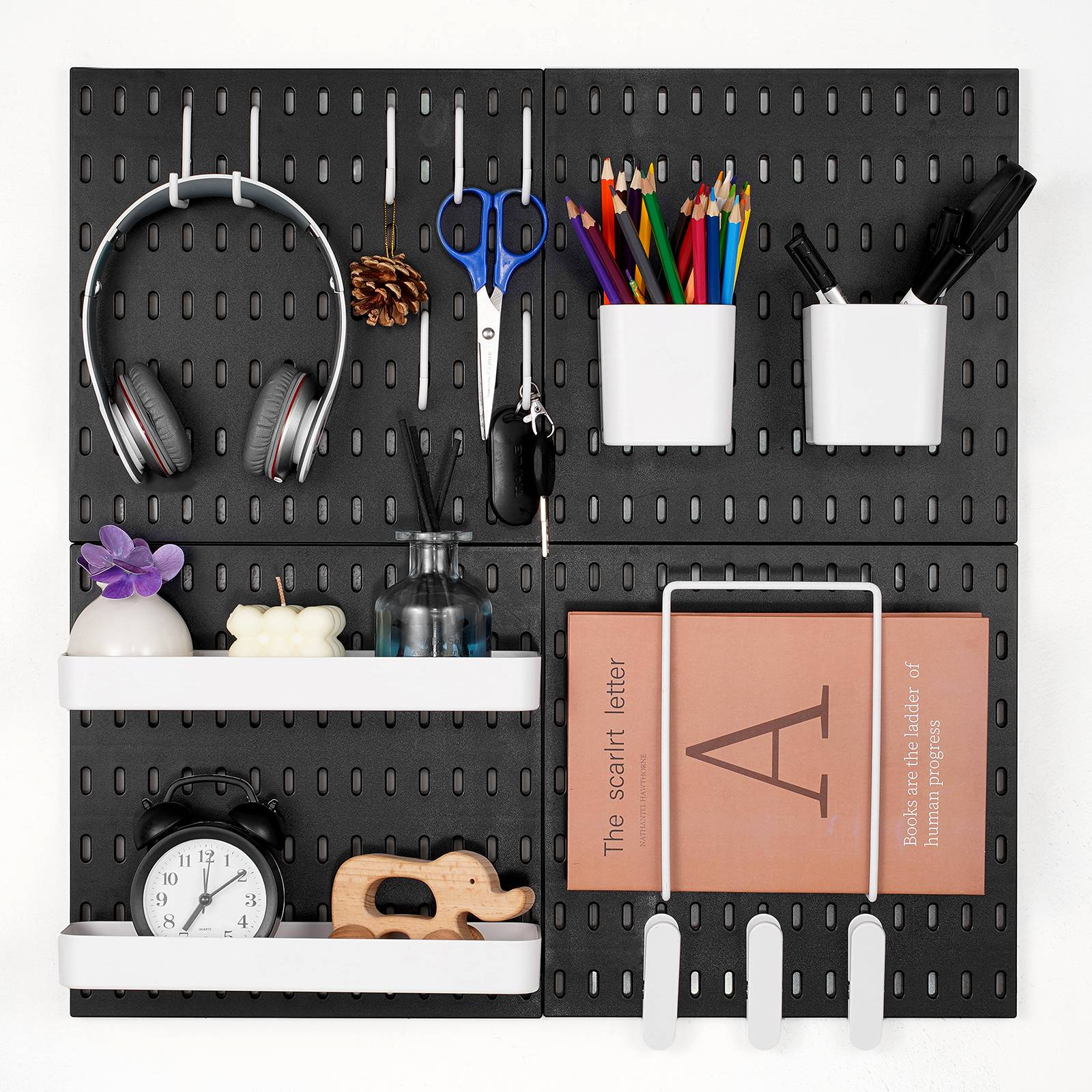 VEVOR Panneau perforé mural 280x280mm, plastique, 4 panneaux, noir. - Image 1
