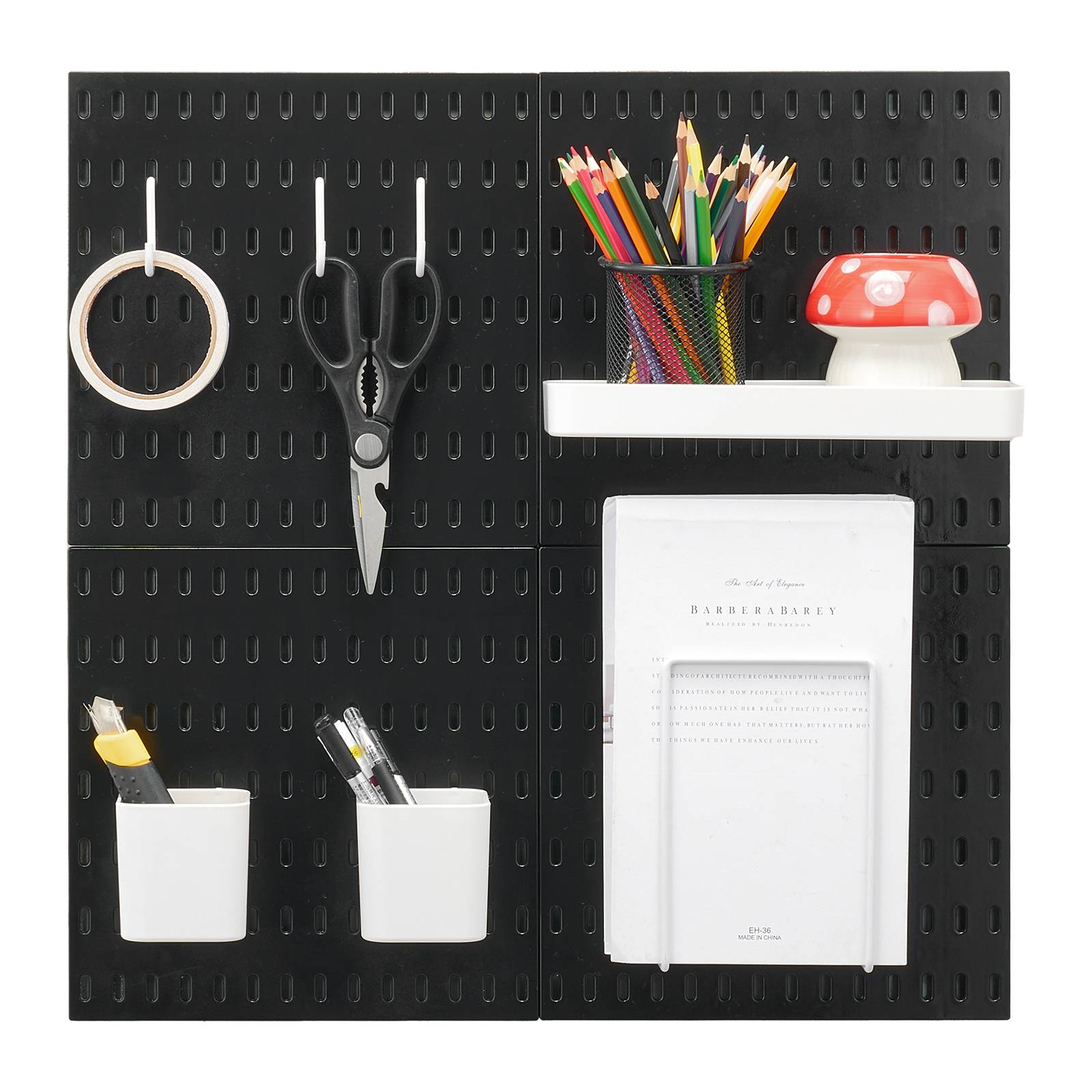 VEVOR Panneau perforé mural 280x280mm, plastique, 4 panneaux, noir. - Image 9