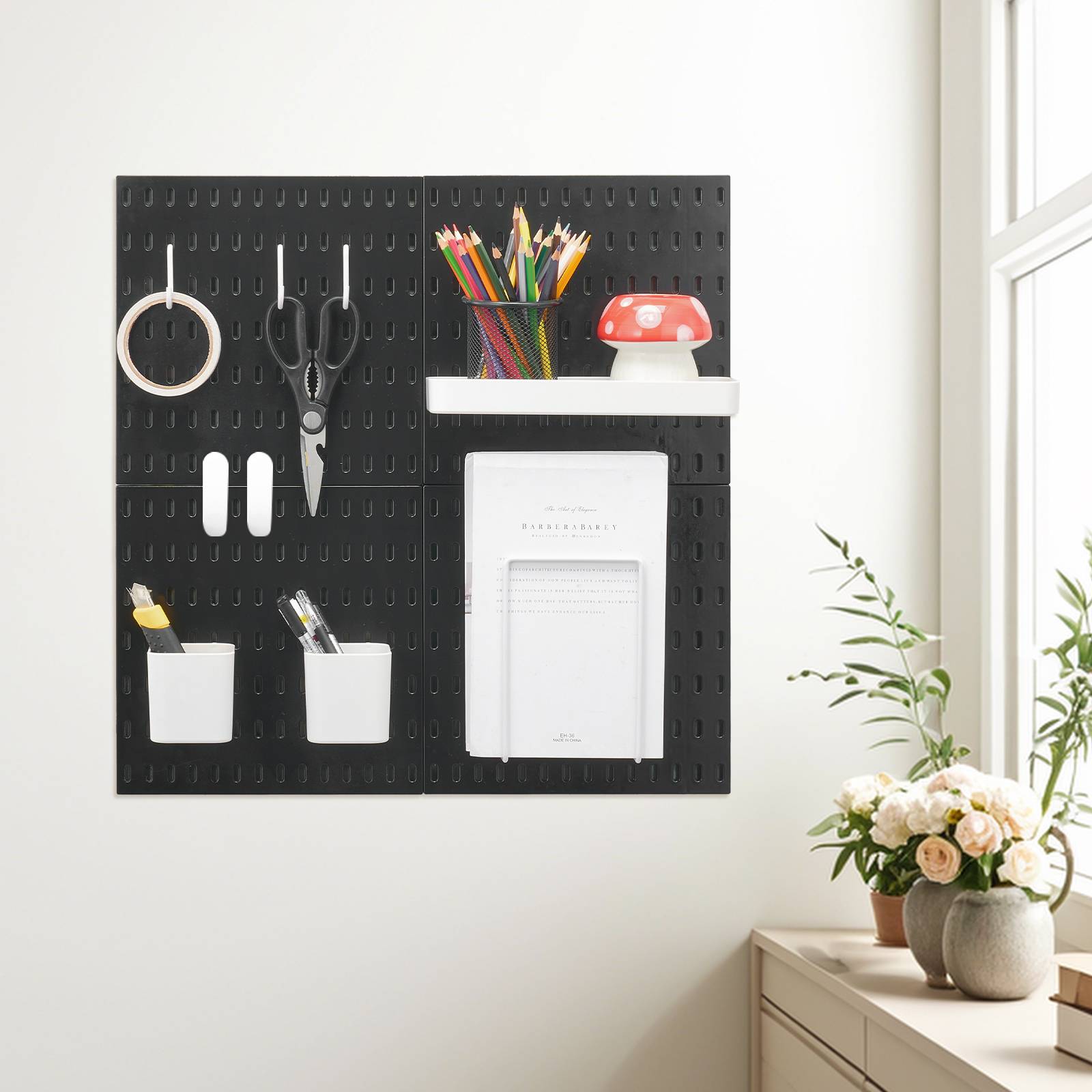VEVOR Panneau perforé mural 280x280mm, plastique, 4 panneaux, noir. - Image 8