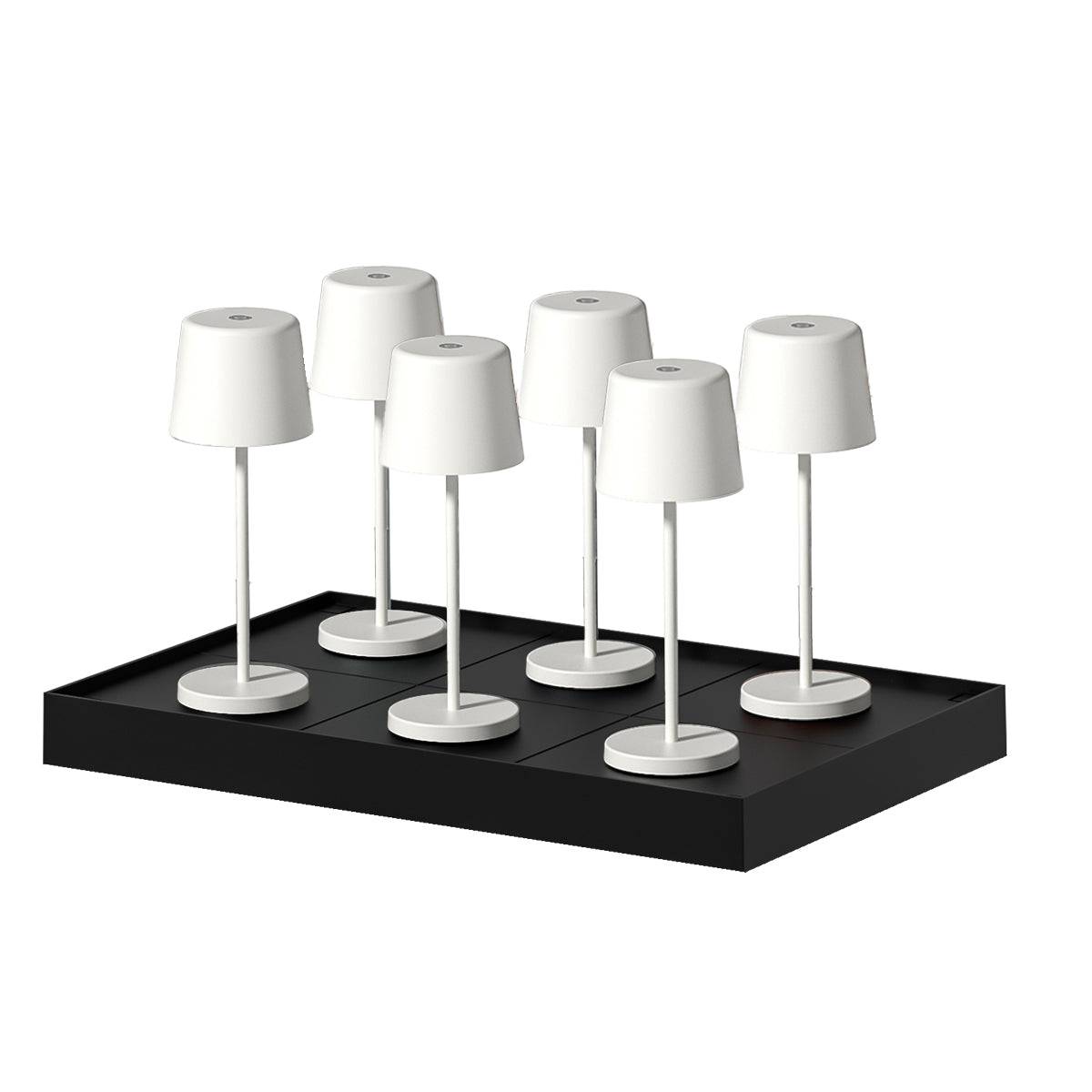 Lumisky - 6 Lampes de table MINI KELLY Blanc H22cm + base de chargement - Imagen 1