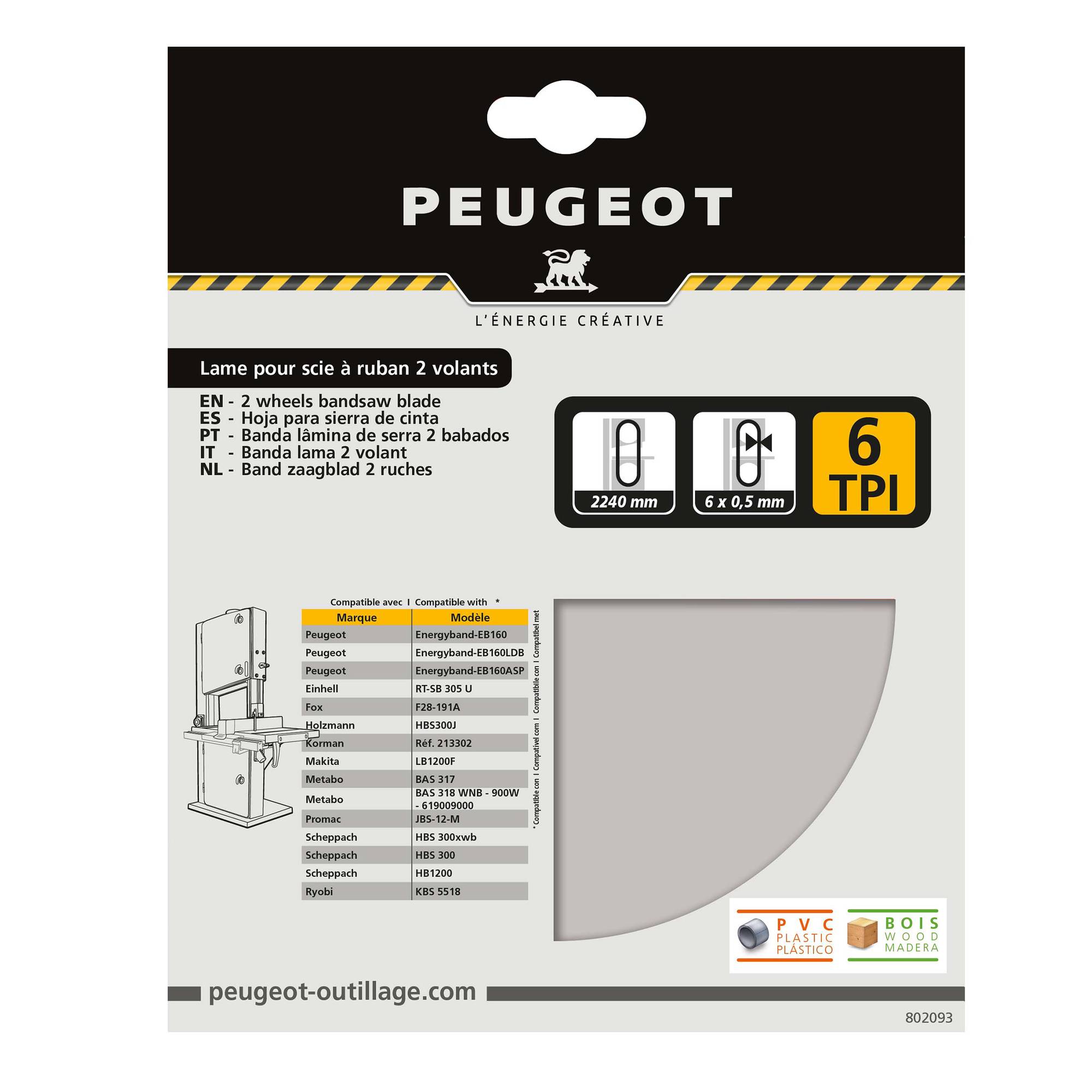 Lame de scie à ruban 2240x6mm 6TPI - PEUGEOT OUTILLAGE - 802093 - Imagen 2