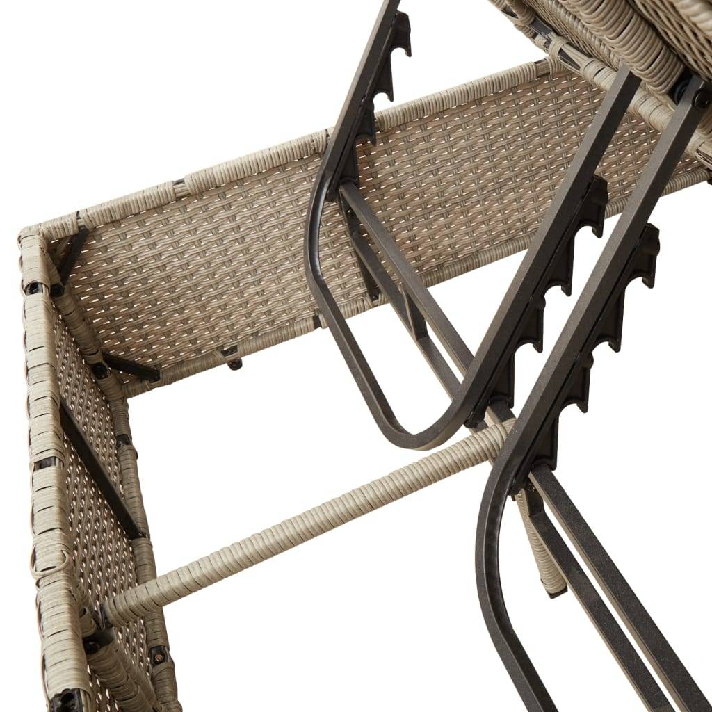 Chaise longue double avec toit et rideaux gris clair poly rotin 200 x 114 x 196 cm - PANGIVO - Image 8
