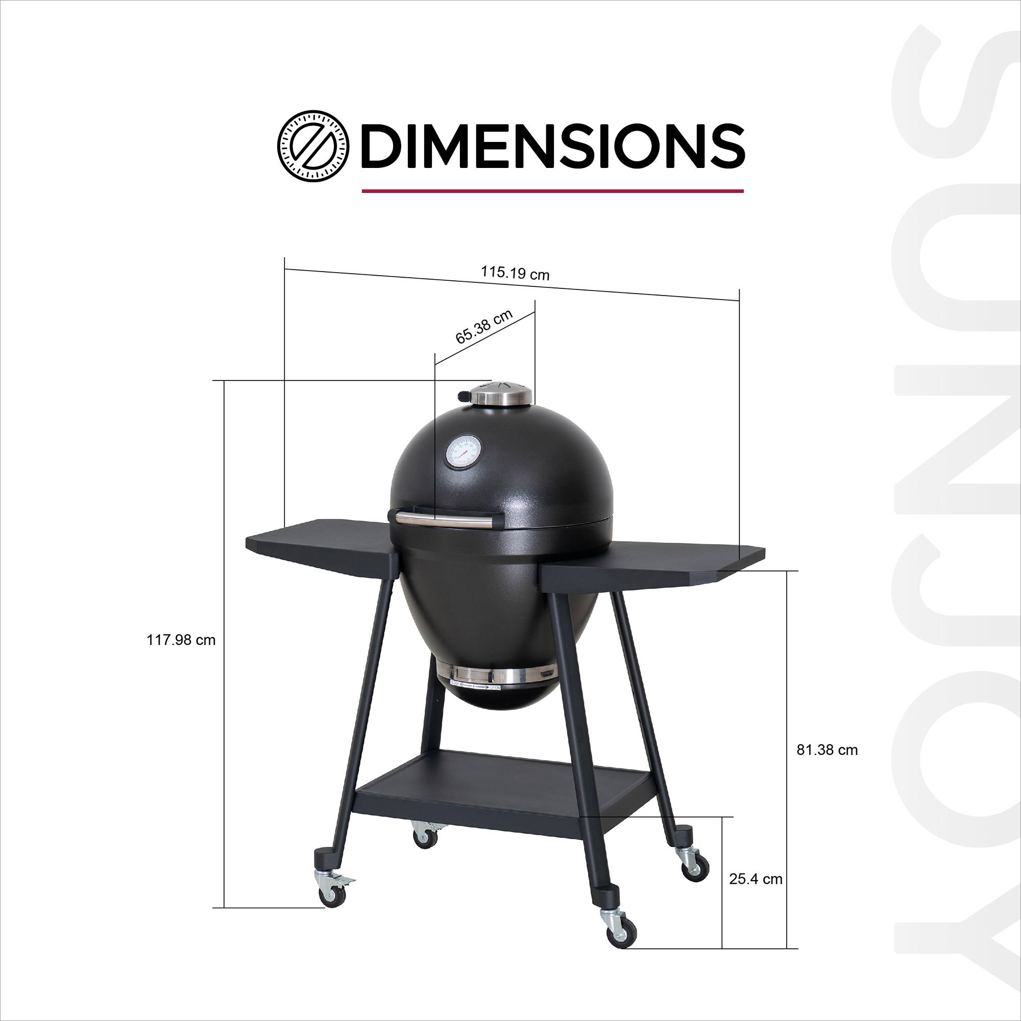 Barbecue au charbon de bois Kamado en forme d'œuf avec plaque à pizza, noir - Image 3
