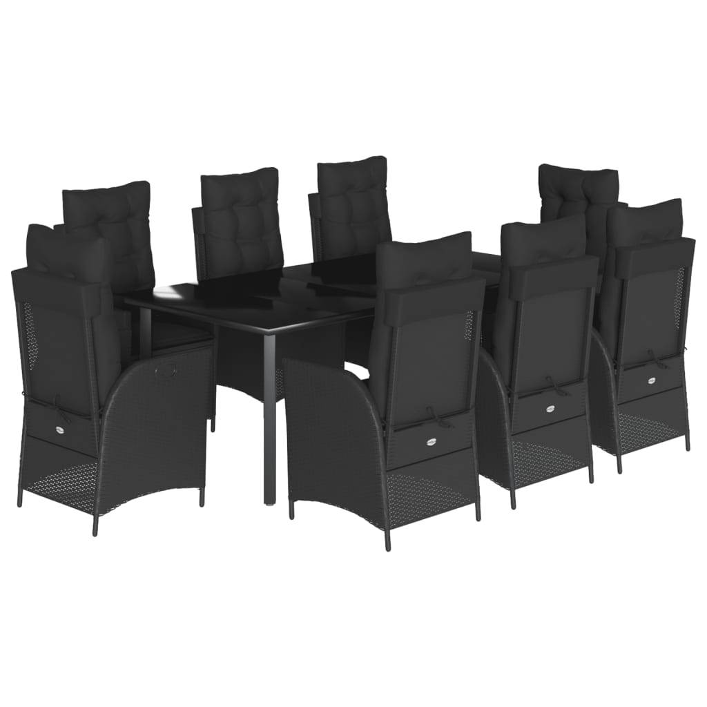 ComfortXL - Salon de Jardin Noir 8 Personnes, Table Rectangulaire 200cm et 8 Fauteuils en Résine Tressée Inclinables – ComfortXL Outdoor Living - Image 2