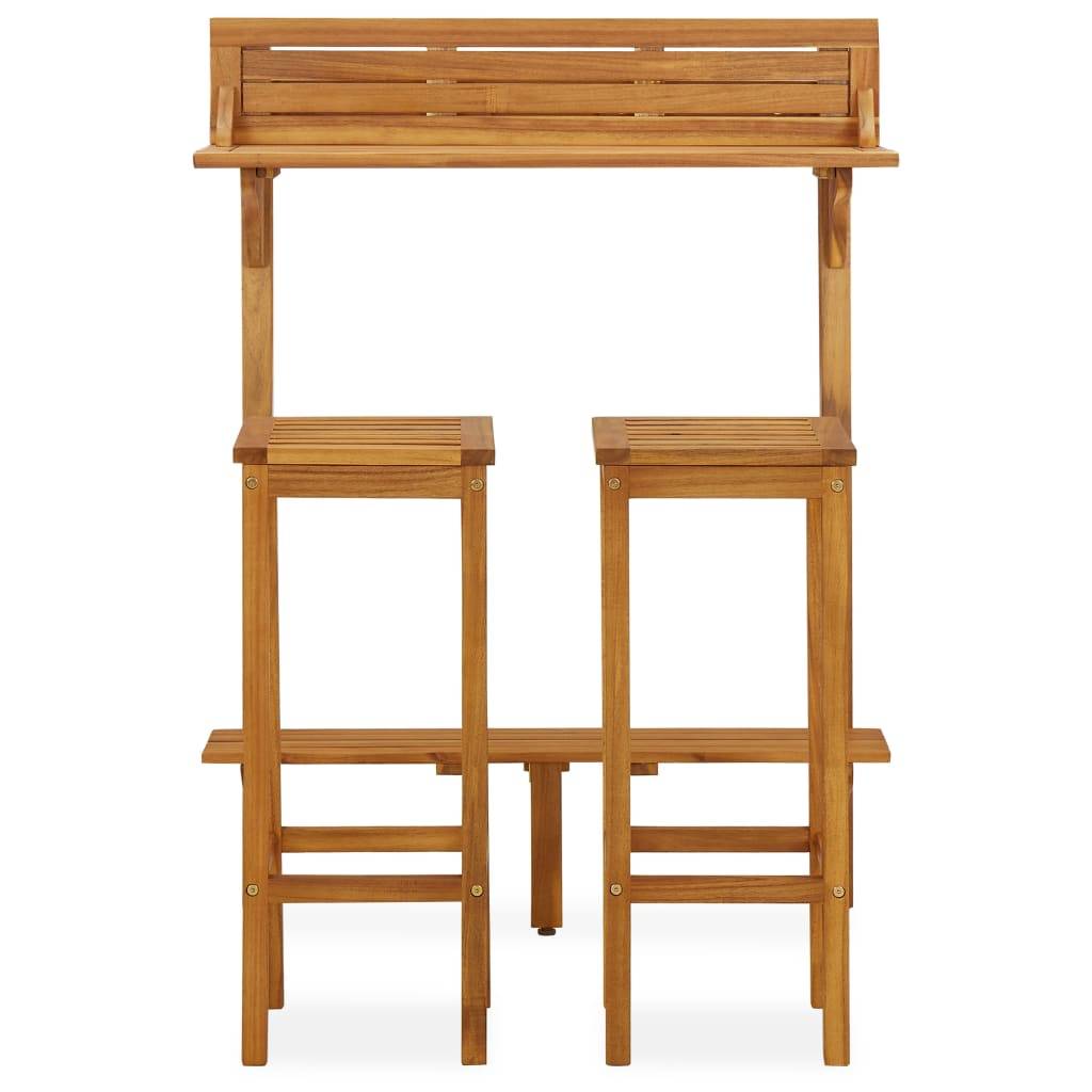 Helloshop26 - Ensemble de bar de balcon 3 pièces bois d'acacia solide - Imagen 2