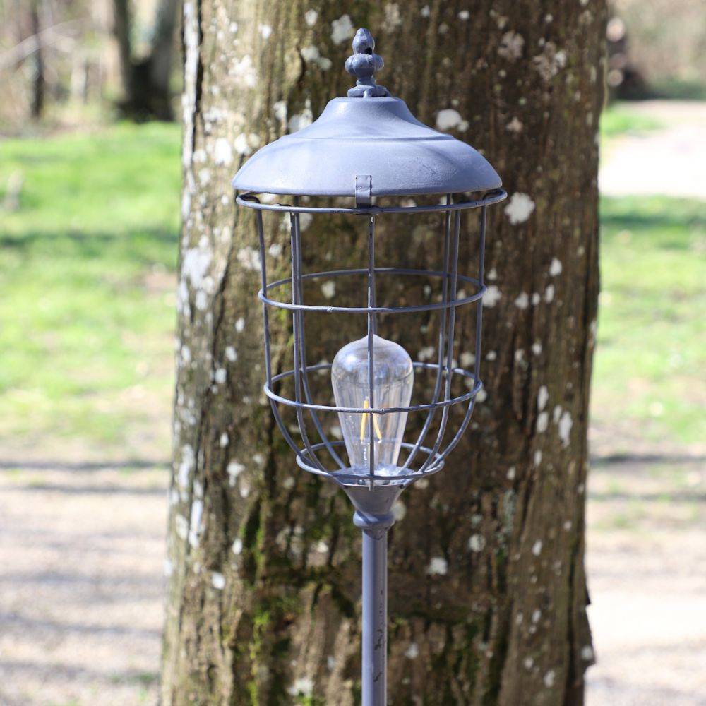 Lampadaire luminaire salon industriel rétro sur pied LED métal gris 140cm Chemin de campagne - Imagen 3