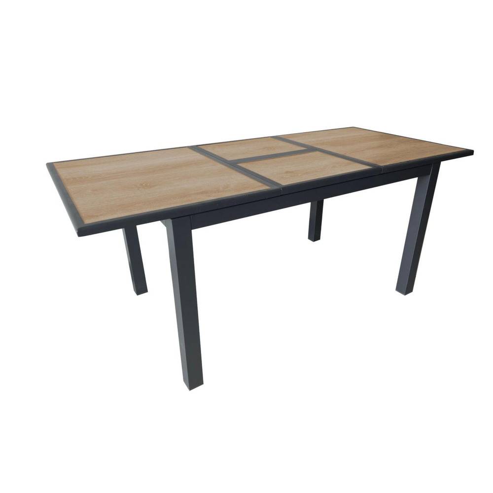 Proloisirs - Table de jardin Genes en Aluminium 60/220 x 74 x 90 cm - plateau SPC - graphite/naturel PROLOISIRS