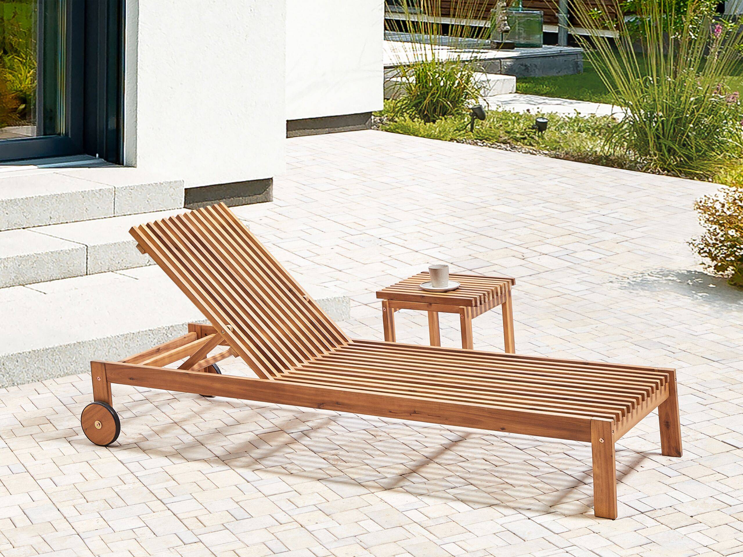 Beliani - Chaise longue Acacia Marron BELLANO - Beliani - Imagen 1
