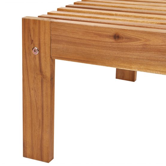 Transat de Jardin en Bois d'Acacia Clair Chaise Longue Dossier Inclinable avec Roulettes Intégrées Style Rustique et Moderne - Image 7