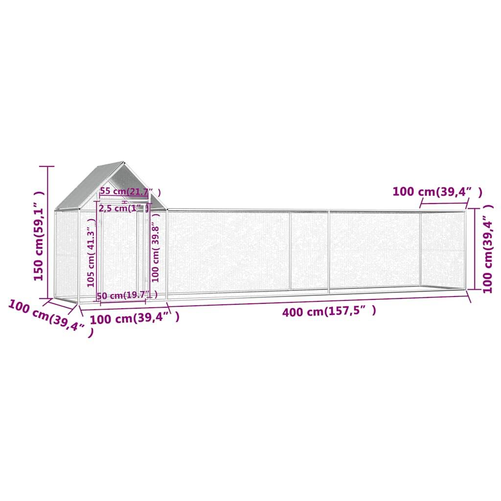 Poulailler acier argent 5 x 1 x 1,5 m - Prolenta premium p3191.8 - Image 6