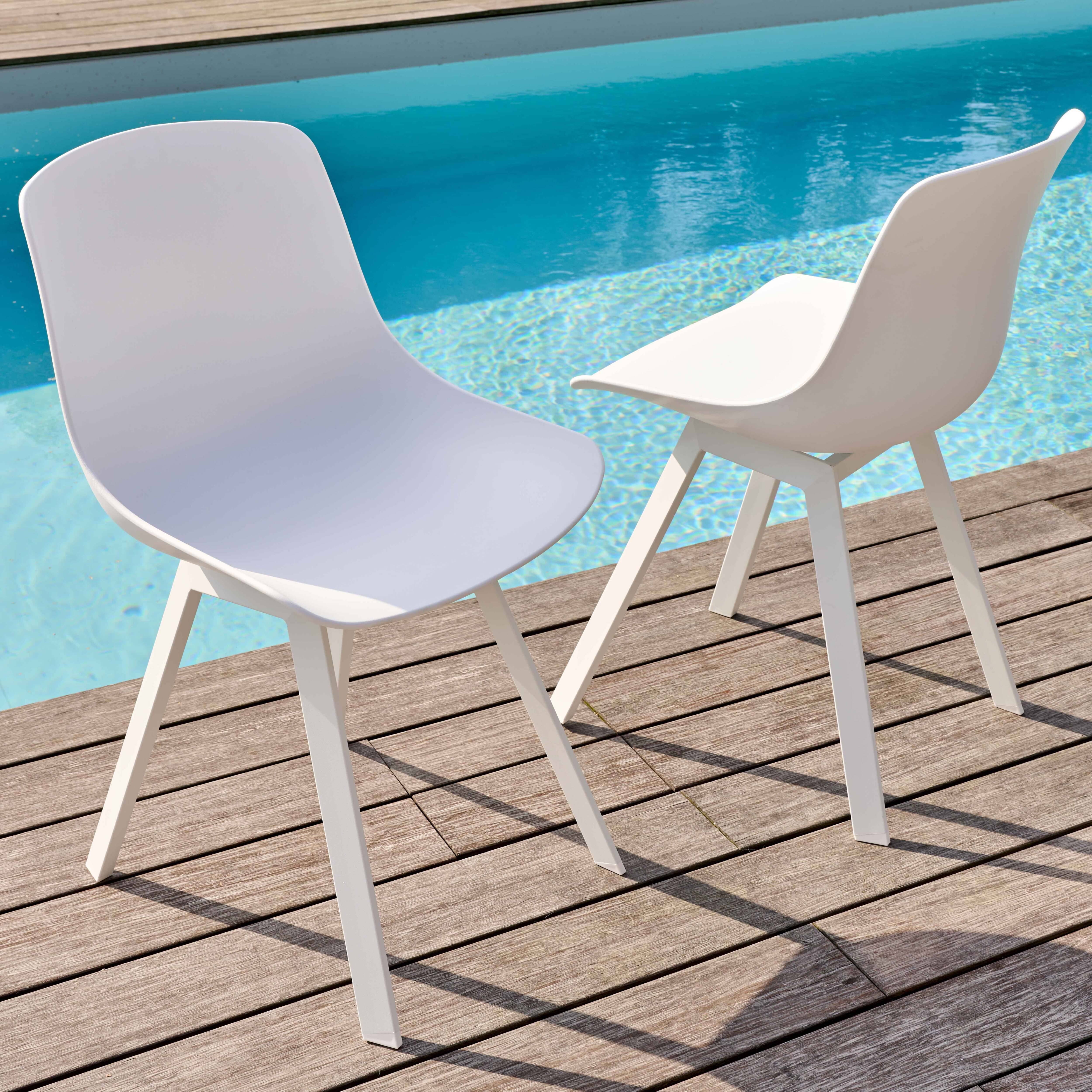 Oviala - Lot de 4 chaises d'extérieur blanc Samoa - Oviala - Imagen 2