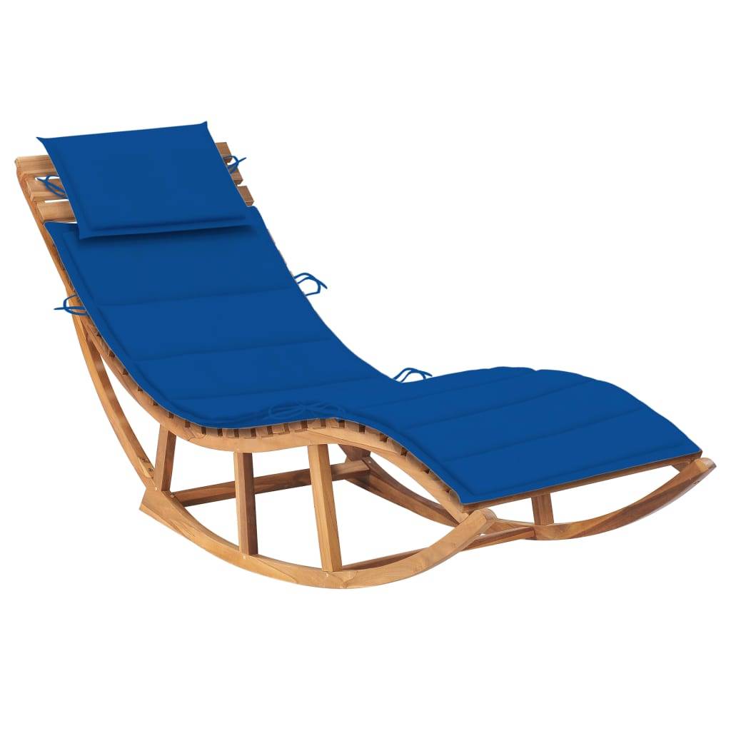 Helloshop26 - Transat chaise longue bain de soleil lit de jardin terrasse meuble d'extérieur à bascule avec coussin bois de teck solide - Imagen 1