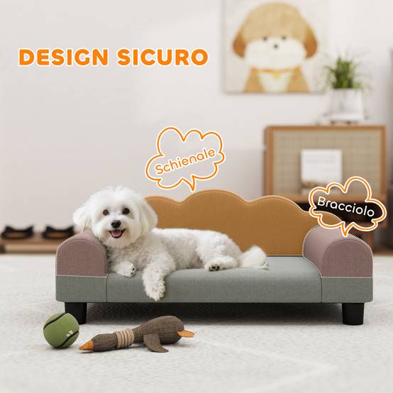 Fauteuil pour chien bois tissu éponge intérieur accoudoirs confort gris 66x42x28cm - ComfortXL Outdoor Living - Image 7