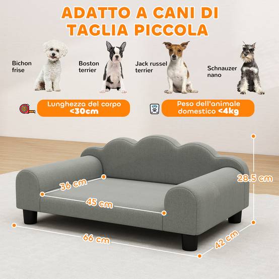 Fauteuil pour chien bois tissu éponge intérieur accoudoirs confort gris 66x42x28cm - ComfortXL Outdoor Living - Image 5