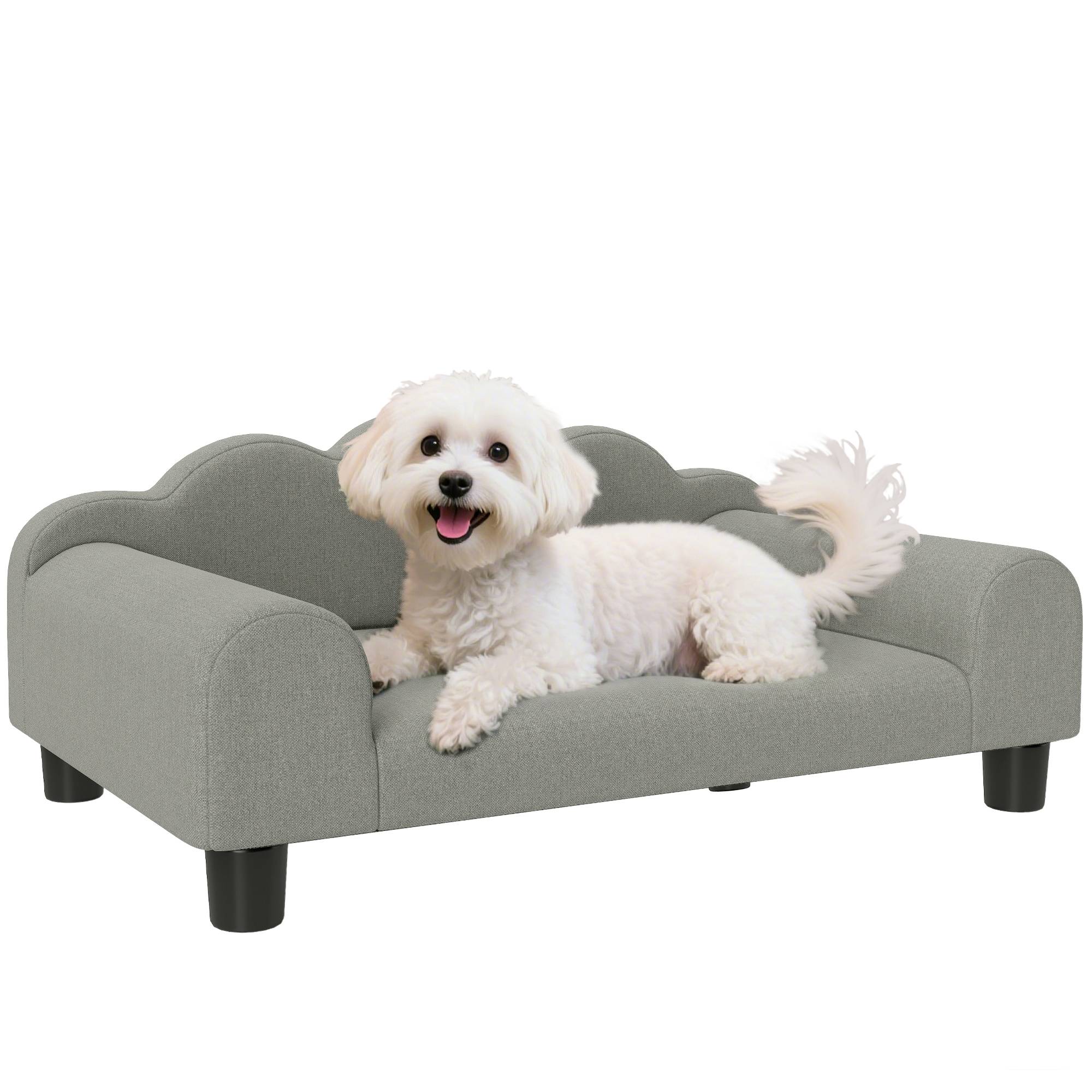 ComfortXL - Fauteuil pour chien bois tissu éponge intérieur accoudoirs confort gris 66x42x28cm - ComfortXL Outdoor Living