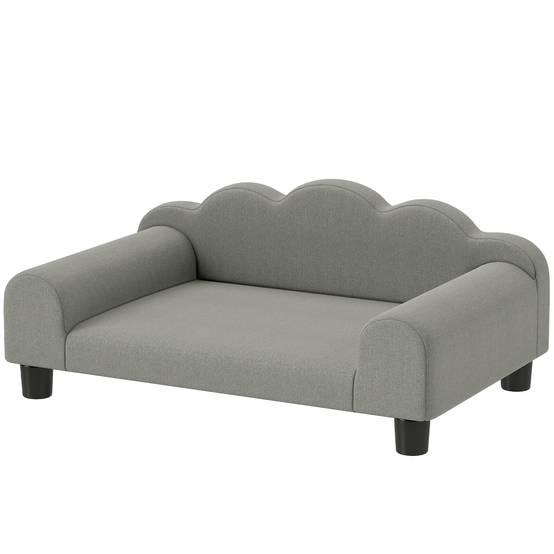 Fauteuil pour chien bois tissu éponge intérieur accoudoirs confort gris 66x42x28cm - ComfortXL Outdoor Living - Image 2
