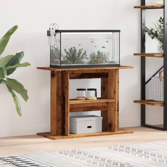 Meuble pour Aquarium Bois avec Rangement 3 Niveaux 80x35x60 cm Bois Ancien - ComfortXL Outdoor Living - Image 1