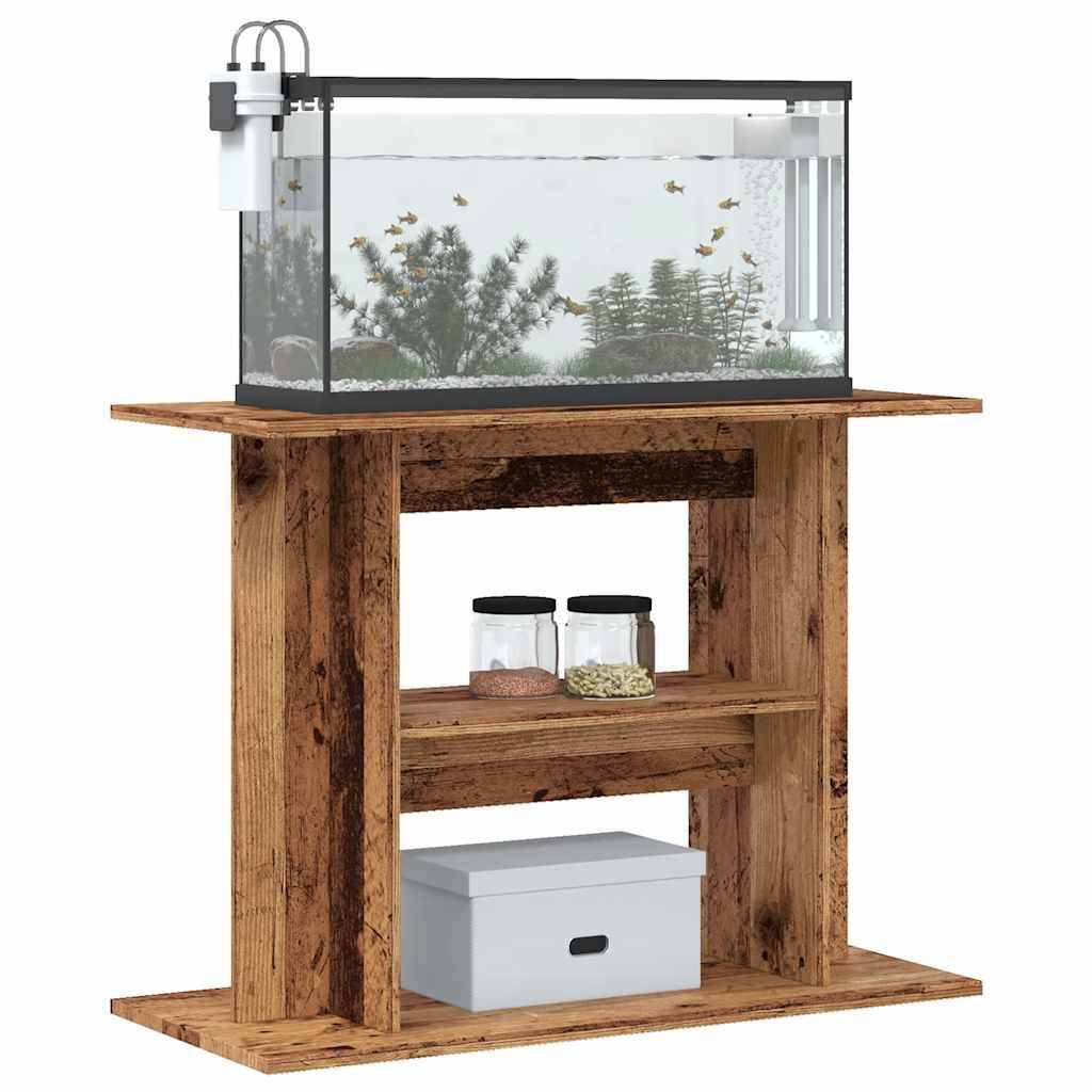 Meuble pour Aquarium Bois avec Rangement 3 Niveaux 80x35x60 cm Bois Ancien - ComfortXL Outdoor Living - Image 3