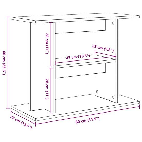Meuble pour Aquarium Bois avec Rangement 3 Niveaux 80x35x60 cm Bois Ancien - ComfortXL Outdoor Living - Image 9