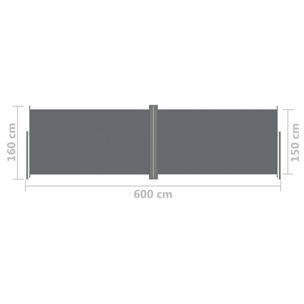 Helloshop26 - Auvent paravent store brise-vue latéral rétractable de patio jardin terrasse balcon protection visuelle écran 160 x 600 cm anthracite - Imagen 6