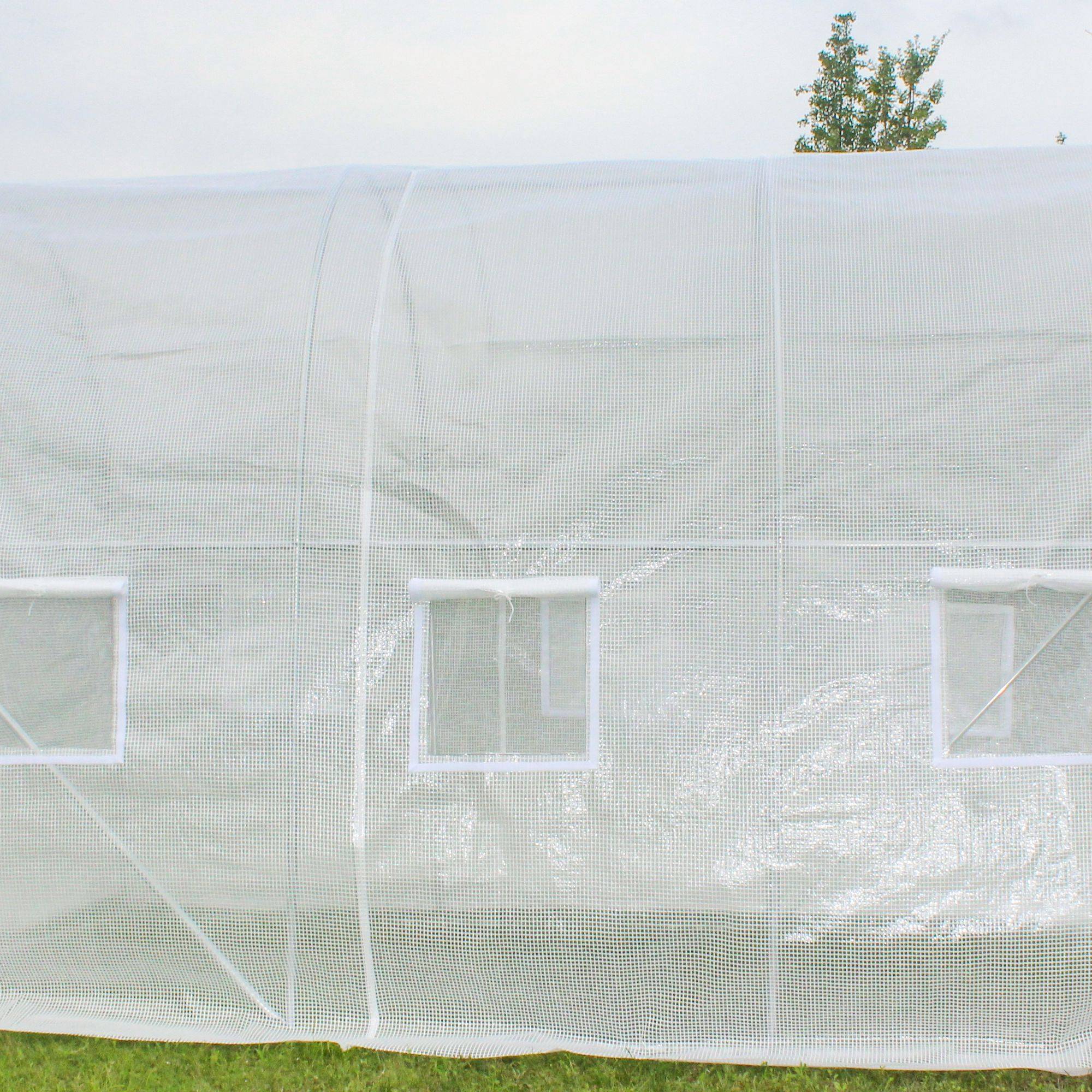 ComfortXL - Bâche de rechange serre tunnel polyéthylène blanc 300 x 200 x 200 cm 6 fenêtres porte zippée - ComfortXL Outdoor Living - Image 9