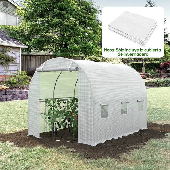 ComfortXL - Bâche de rechange serre tunnel polyéthylène blanc 300 x 200 x 200 cm 6 fenêtres porte zippée - ComfortXL Outdoor Living - Image 3