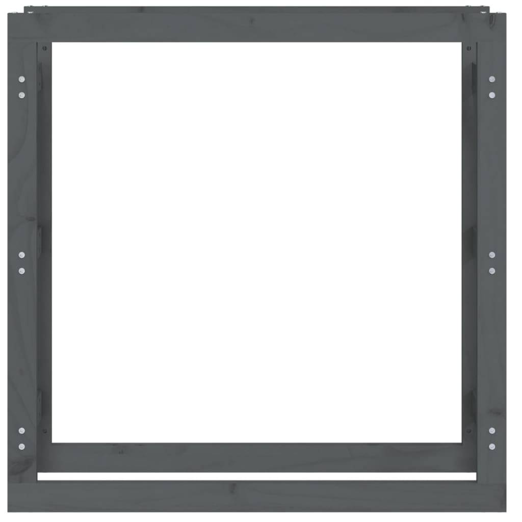 Range-bûches grande capacité Bois de Pin Massif pour Intérieur 100x25x100 cm Gris - ComfortXL Outdoor Living - Image 5
