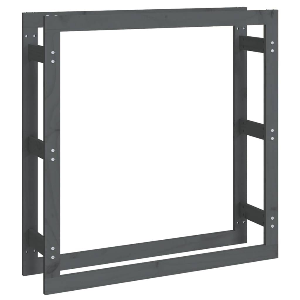 Range-bûches grande capacité Bois de Pin Massif pour Intérieur 100x25x100 cm Gris - ComfortXL Outdoor Living - Image 2